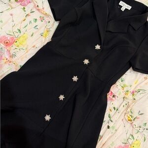 She + Sky Elegant Black Dress with Star Accents
